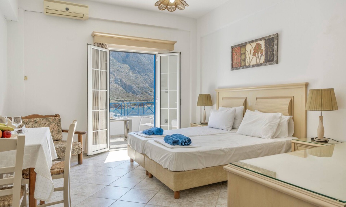 Kalymnos Apartment | Katerina's Studio '2' with Sea View and Private Balcony