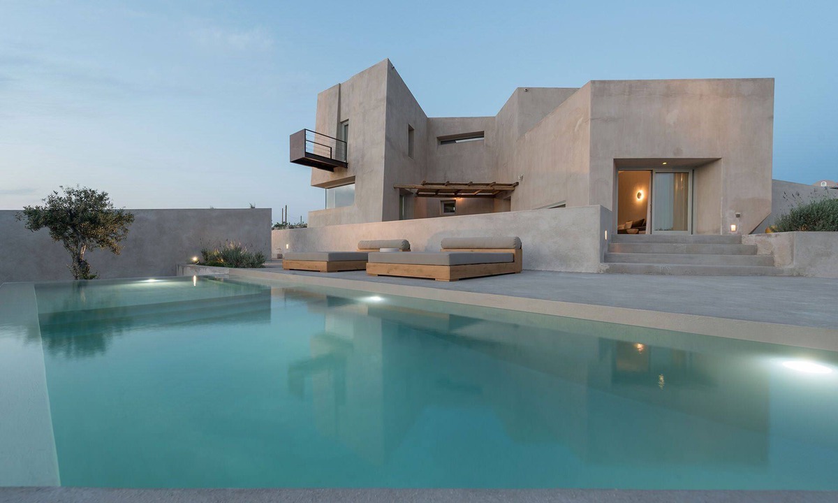 Santorini Villa | My Rental Homes - Thera Queen with 2 swimming pools and large sea view terrace