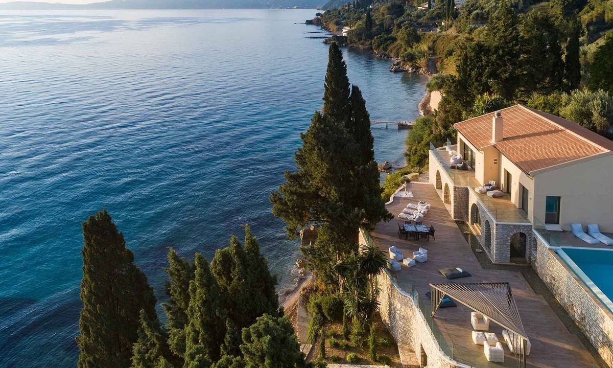 Dafnata Villa | Stunning Seafront Corfu Residence | Villa Serene | Private Heated Pool |.