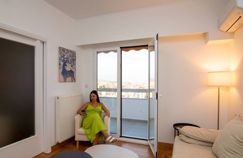 Palaio Faliro Apartment | Athens Top Floor Panoramic Sea, Acropolis View
