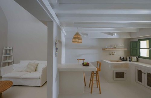 Megalochori Hotel | 2 bedroom Family Cave Suite, terrace & kitchen, by Elements Suites