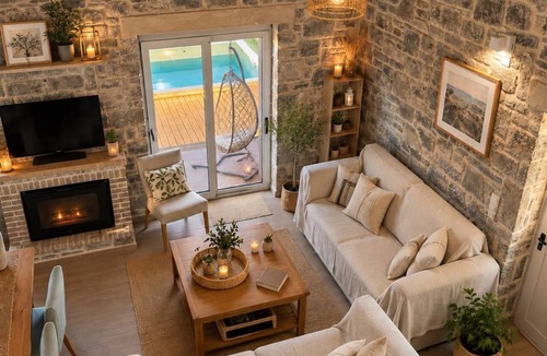 Vathianos Kampos House | Amberstone Traditional Villa with Sea View,Private pool and 3 Bedrooms
