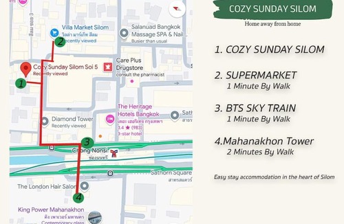 Silom Apartment | Cozy studio for 3 guests in the heart of Silom - 3B