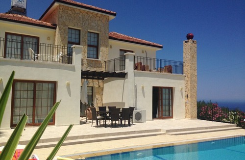 Catalkoy Villa | Large modern private spacious villa with pool. Panoramic Mountain & Sea Views.