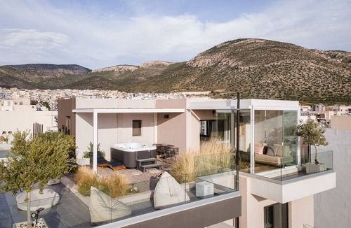 Glyfada Villa | Lavish Athens Penthouse | Skyview Retreat | 1 Bedroom | Private Roof Deck &.