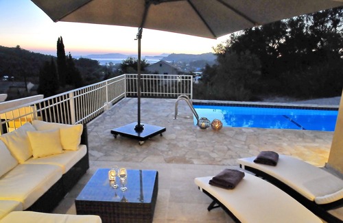 Arillas Villa | Luxury villa with private swimming pool and sea and sunset views