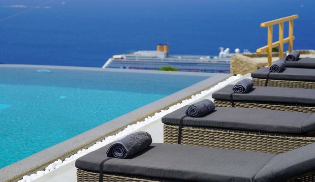 Aether Mykonos 5BR Villa with Port & Town Views in Tourlos