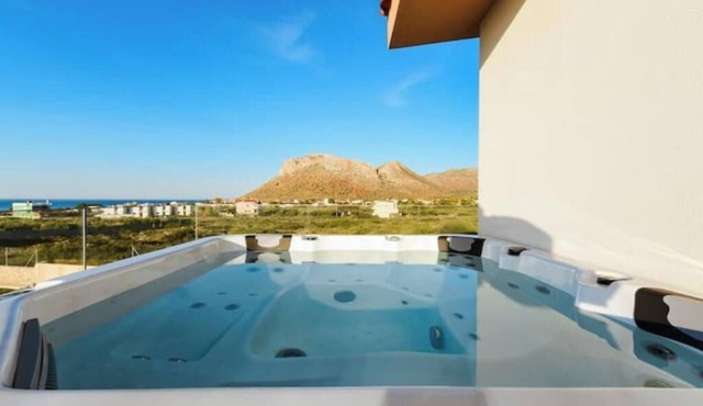 Cindy Luxury Villas Crete- Blue private pool private hot tub sea & mountain view in Stavros