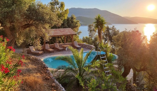 Private waterfront villa with pool, spa, swimplatform and a magnificent view