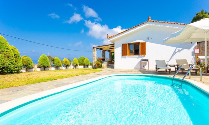Glossa Villa | Villa Katerina: Private Pool, Sea Views, A/C, WiFi