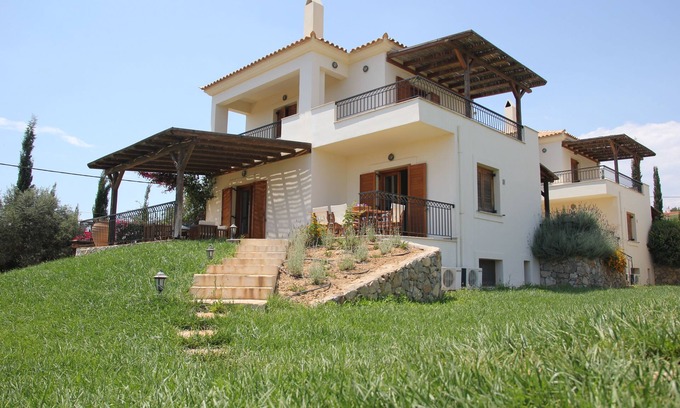 Petrothalassa Villa | VILLA WITH SEA VIEW AND POOL AND WALK TO SANDY BEACH SLEEPS 9