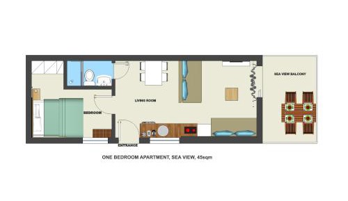 One-Bedroom Apartment with Sea View